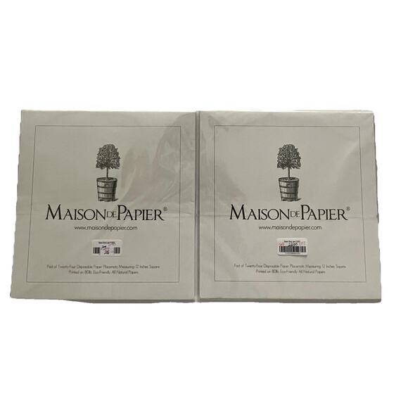 Maison de Papier Disposable Natural Paper Placemats 12” Square 2 Pads of 24 NIP - Picture 1 of 3